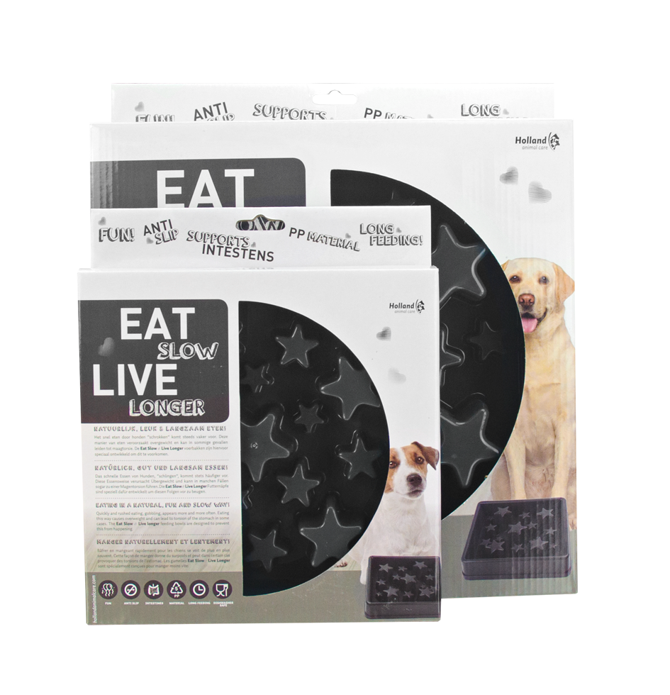 Bol Anti-glouton Étoile L - Eat Slow Live Longer Gris