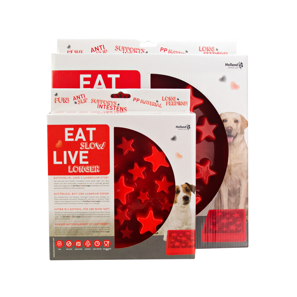 Bol Anti-glouton Étoile L - Eat Slow Live Longer Rouge