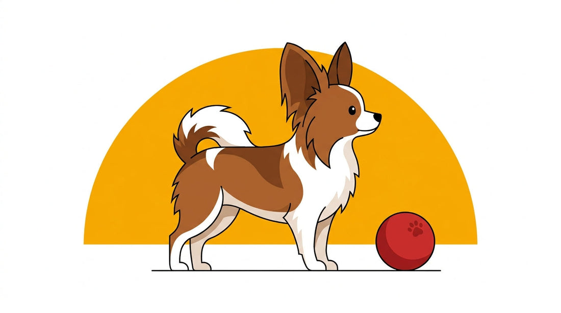 Illustration d'un chihuahua papillon avec une balle