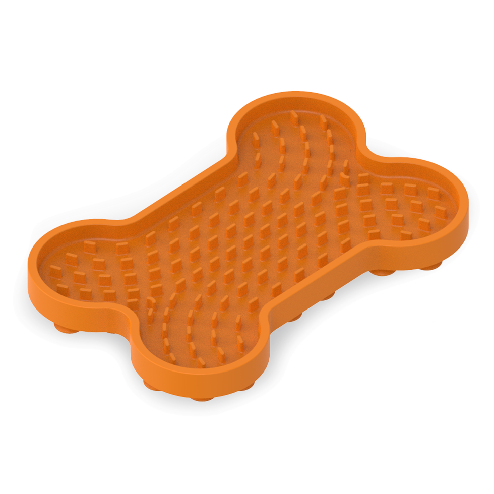 Tapis de léchage en forme d'Os Orange - AFP Bone Appetit