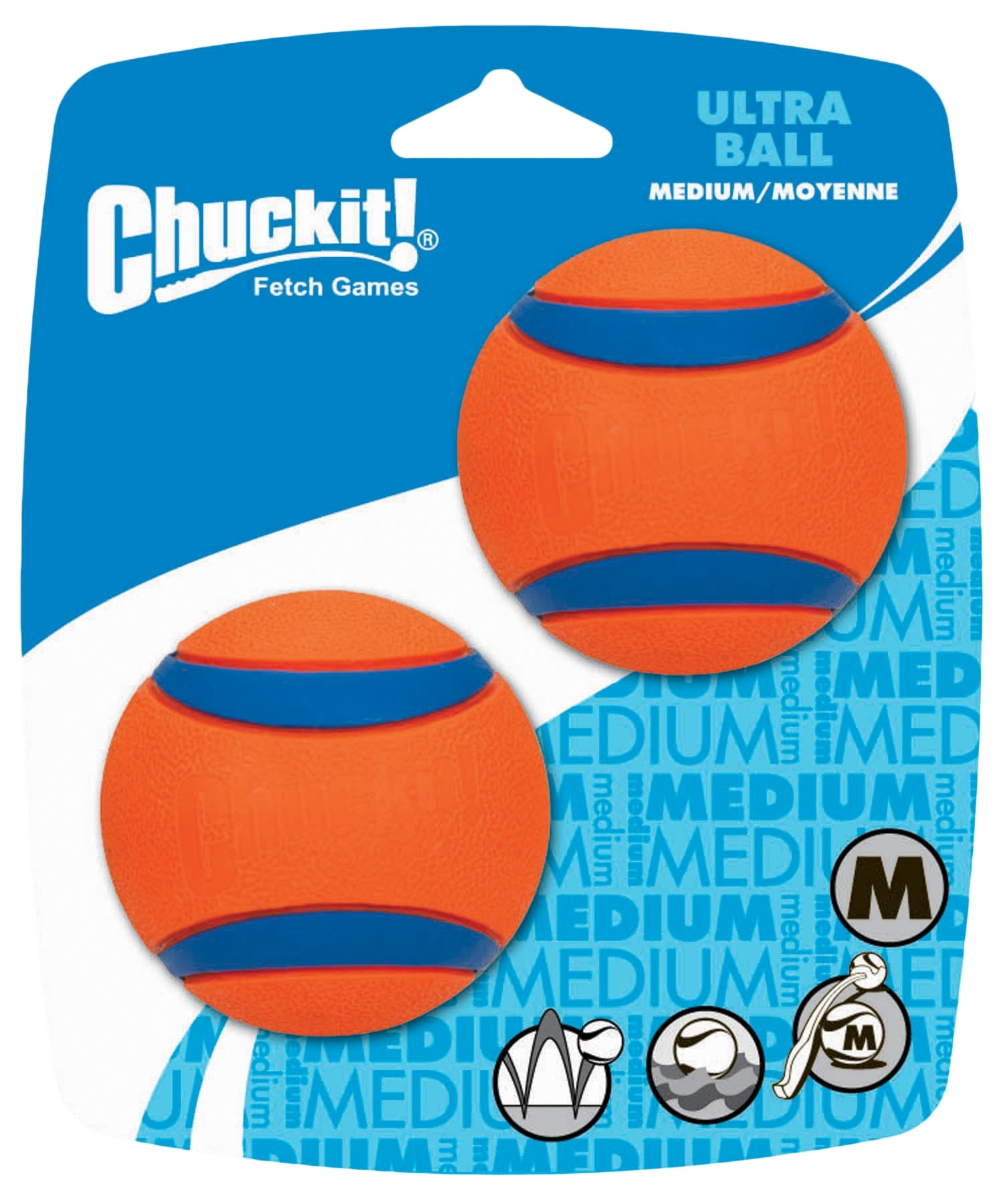 Balle ultra résistante pour chien - Chuckit Ultra Ball Medium Pack de 2