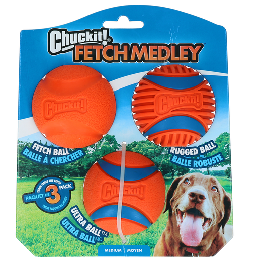 Chuckit - Lot de 3 balles Fetch en Caoutchouc