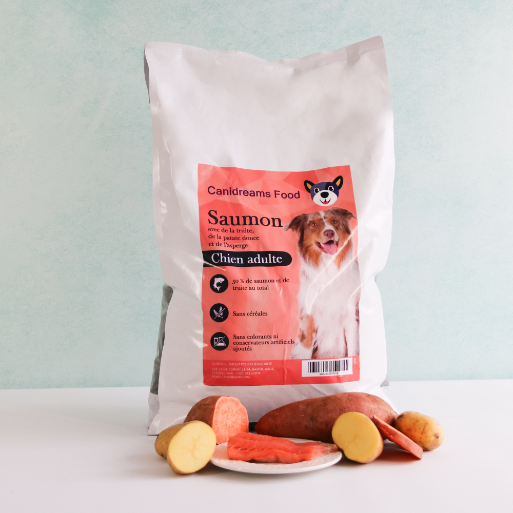 Croquettes sans céréales pour chien Canidreams Food Saumon Adulte – Formule premium