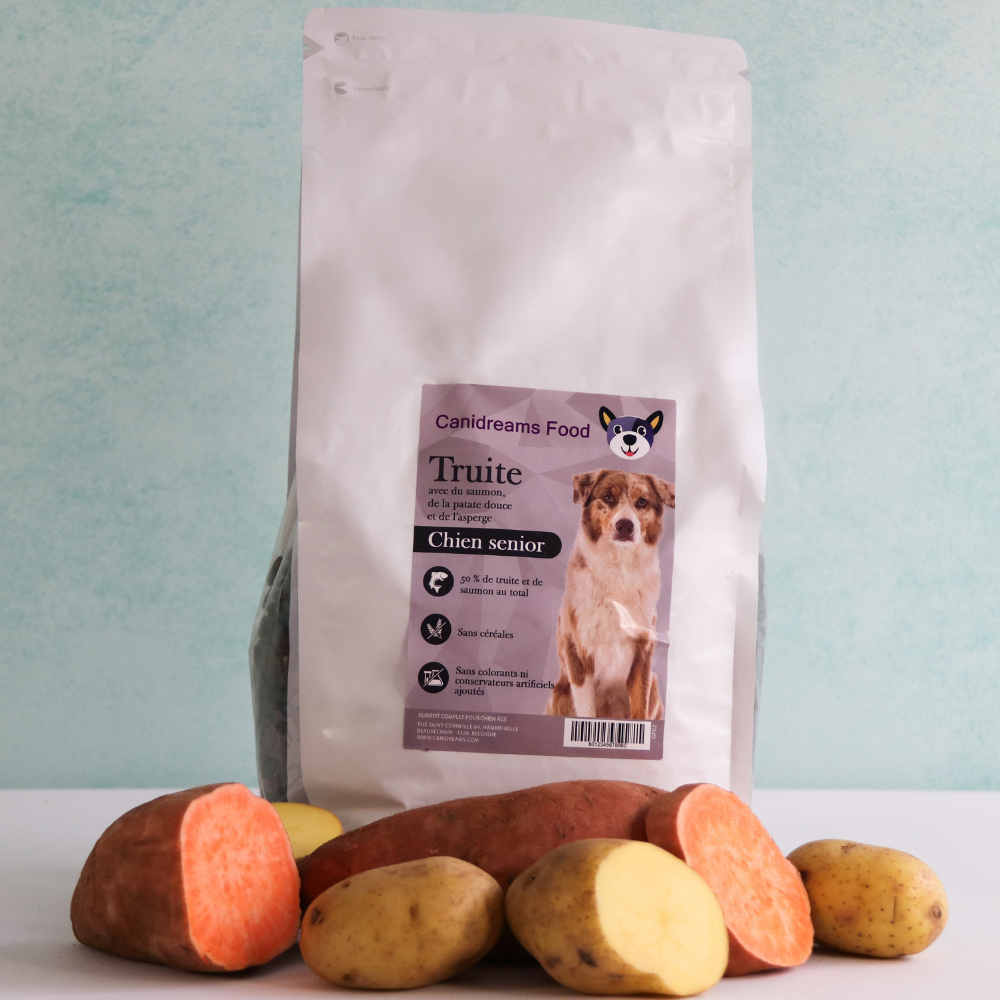 Croquettes sans céréales pour chien Canidreams Food Truite Senior - Formule Premium