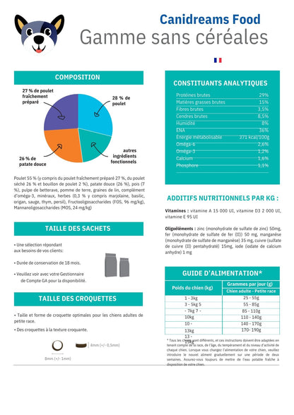 Canidreams Food Petite race - Poulet (Sans céréales)