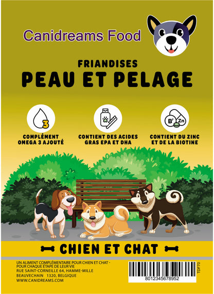 Friandises Peau et Pelage pour chien et chat (70g) - Canidreams Food