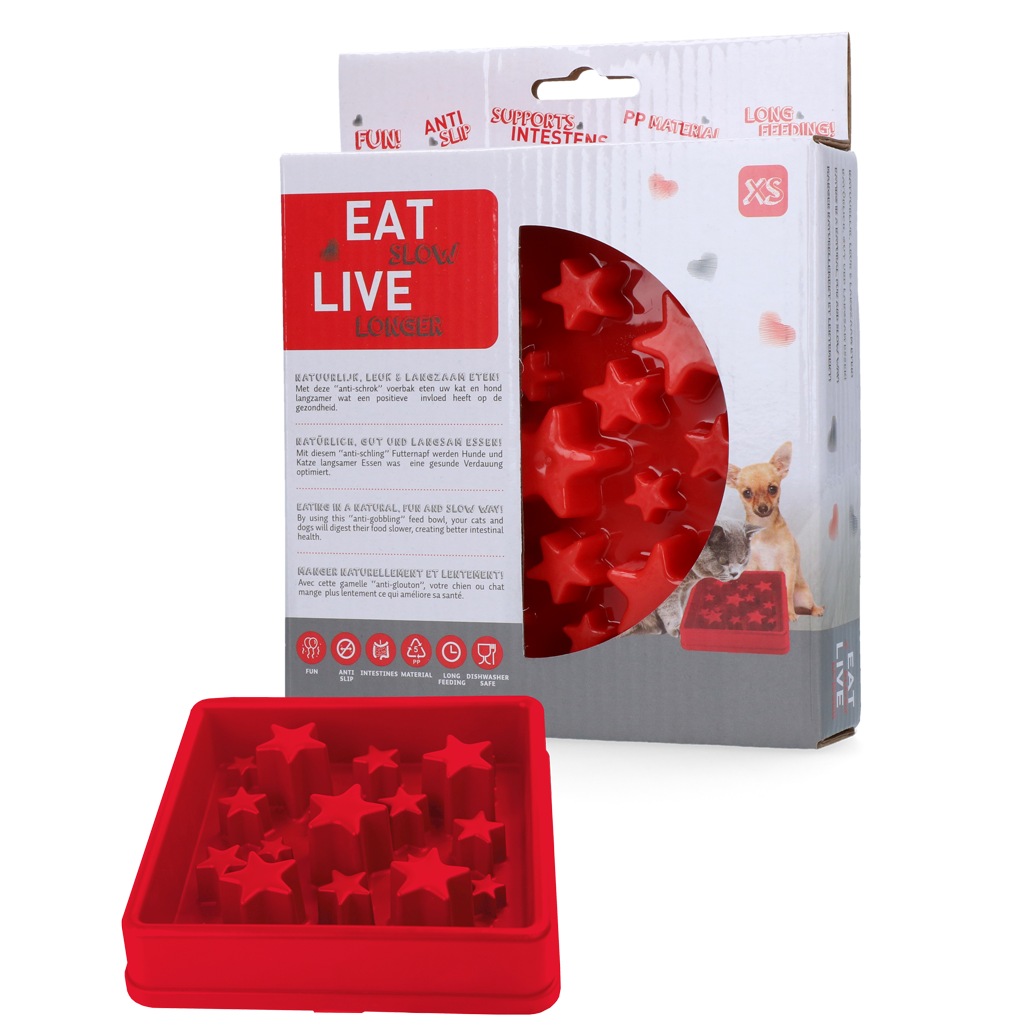 Bol Anti-glouton Étoile XS - Eat Slow Live Longer Rouge