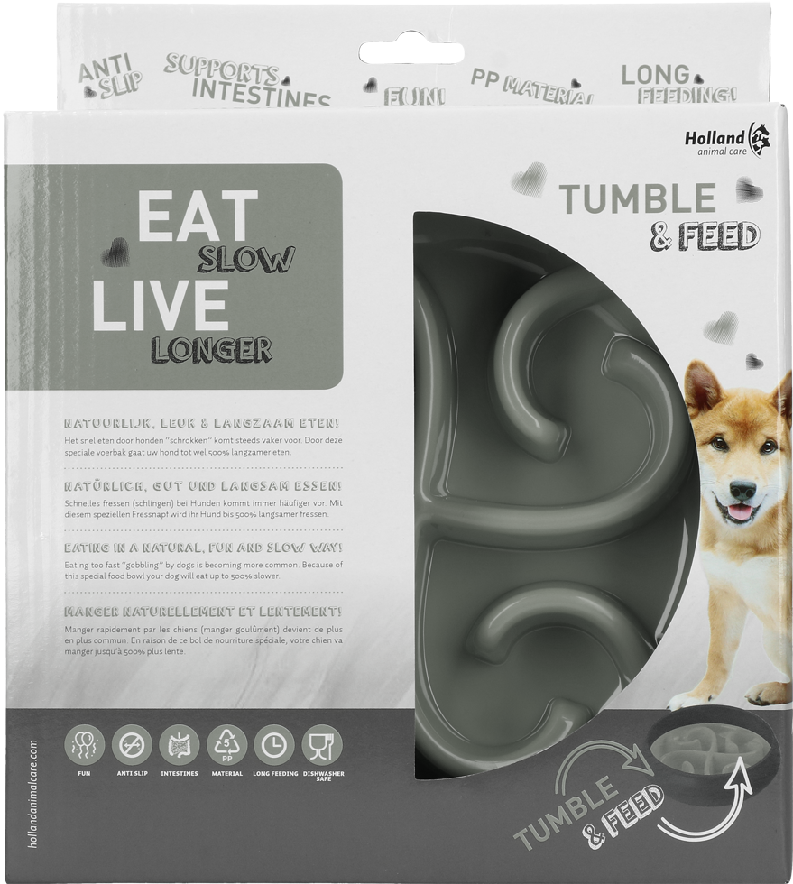 Bol anti-glouton Rond - Tumbler Feeder Eat Slow Live Longer Gris