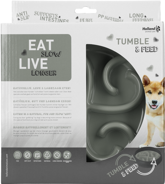 Bol anti-glouton Rond - Tumbler Feeder Eat Slow Live Longer Gris