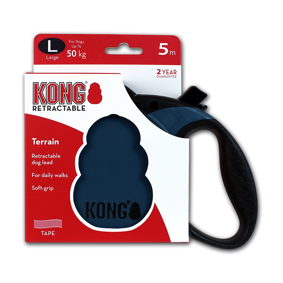 Kong Laisse rétractable Bleu (L) - Pour chien Jusqu'à 50Kg