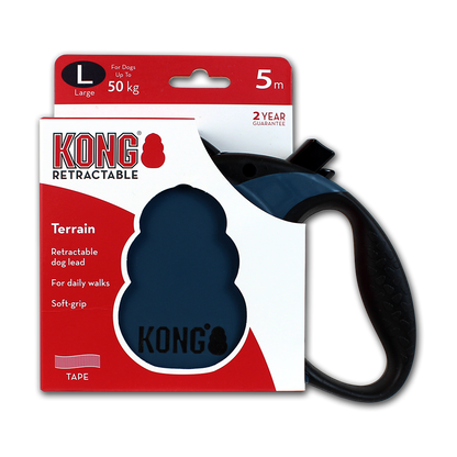 Kong Laisse rétractable Bleu (L) - Pour chien Jusqu'à 50Kg