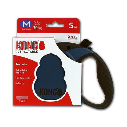 Kong Laisse rétractable Bleu (M) - Pour chien Jusqu'à 30 Kg