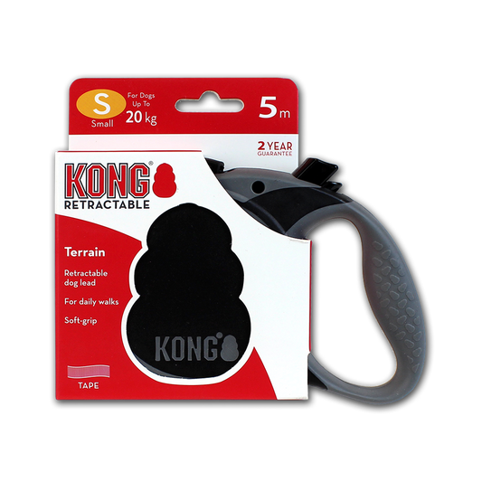 Kong Laisse rétractable Noir (S) - Pour chien Jusqu'à 20Kg