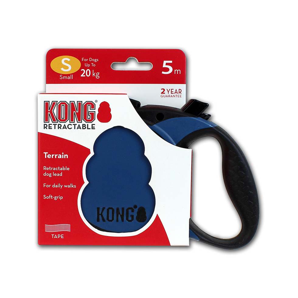 Kong Laisse rétractable Bleu (S) - Pour chien Jusqu'à 20Kg