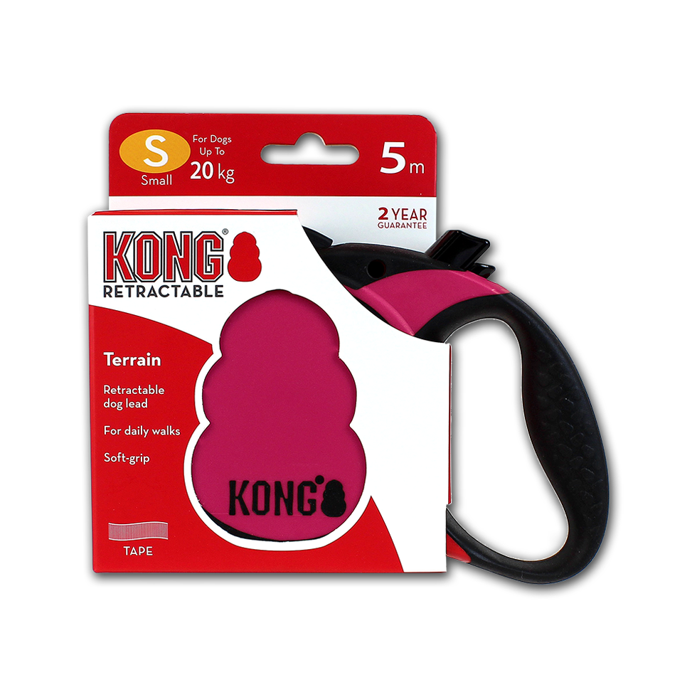 Kong Laisse rétractable Rose (S) - Pour chien Jusqu'à 20Kg