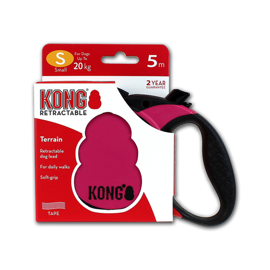 Kong Laisse rétractable Rose (S) - Pour chien Jusqu'à 20Kg