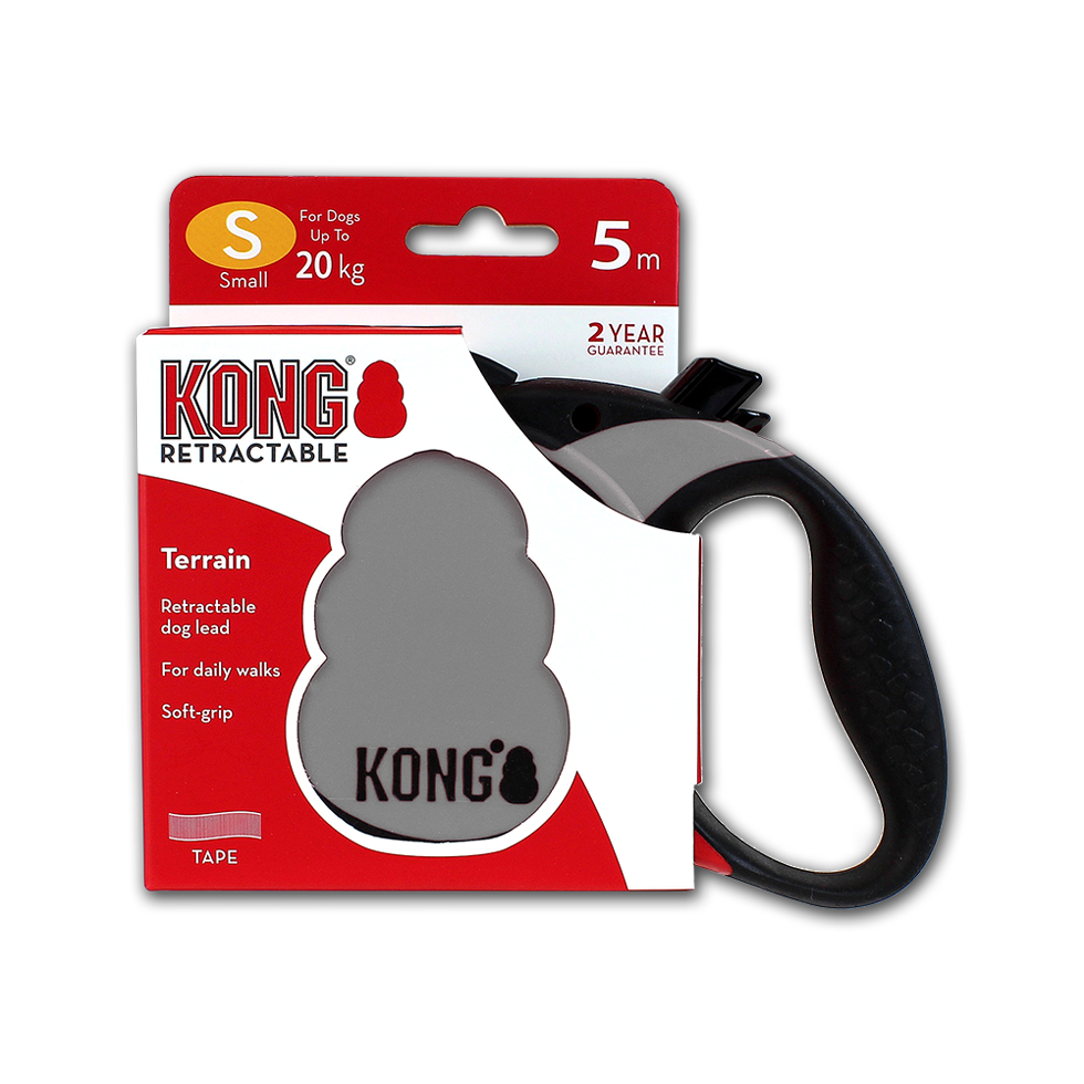 Kong Laisse rétractable Gris (S) - Pour chien Jusqu'à 20Kg