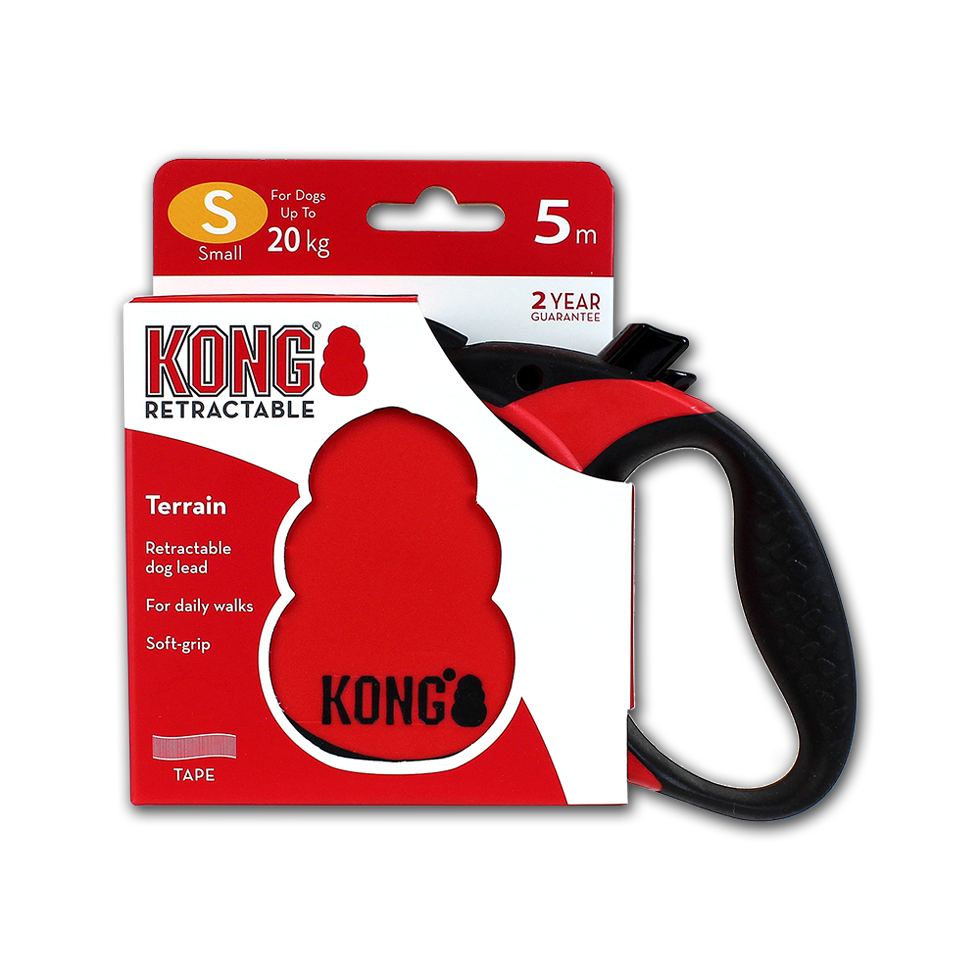 Kong Laisse rétractable Rouge (S) - Pour chien Jusqu'à 20Kg