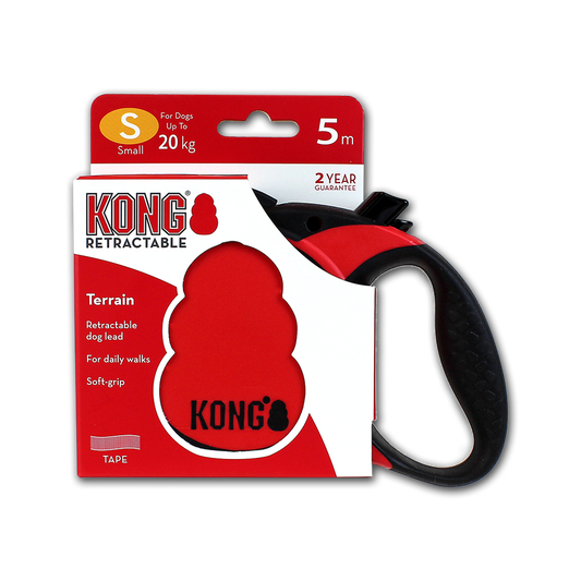 Kong Laisse rétractable Rouge (S) - Pour chien Jusqu'à 20Kg